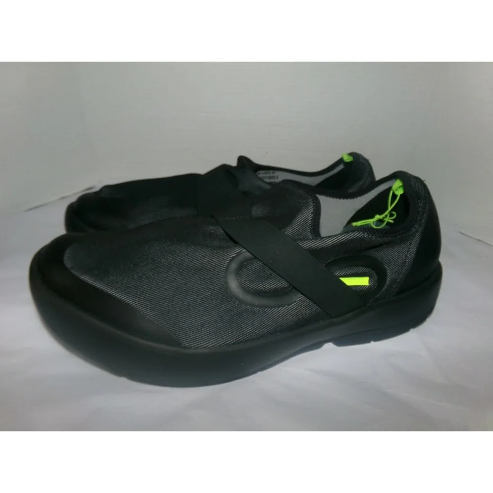 Oofos OOmg Fibre Low Mens SZ 14.0 Recovery Shoes Black Gray OOfoam Slip On
